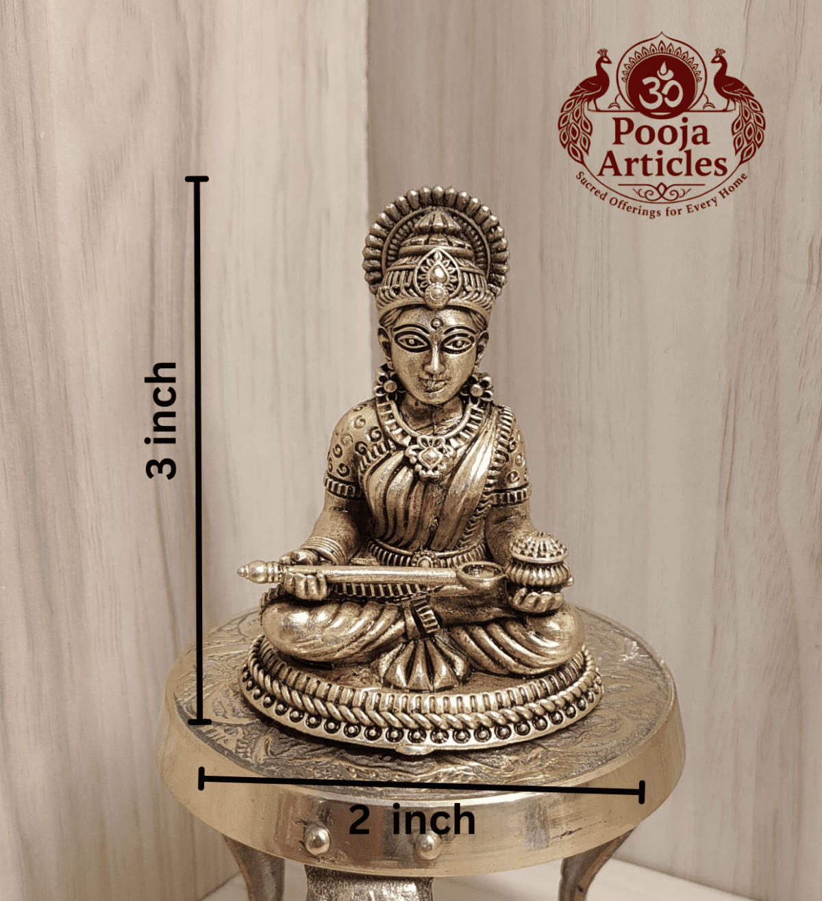 Buy Premium Brass Annapoorani Idol 120g, 3" – Divine Brass Annapoorani Statue for Home Temple & Prosperity