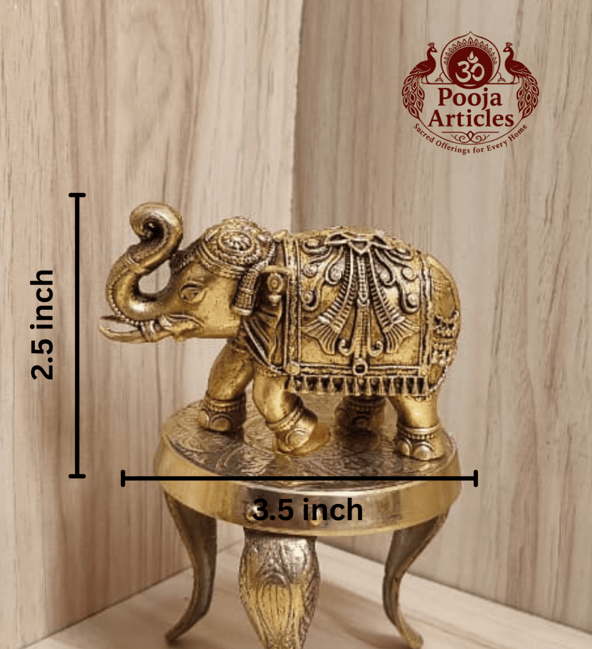 Buy Premium Brass Elephant Statue 190g, 2.5" – Brass Elephant Idol for Home Decor
