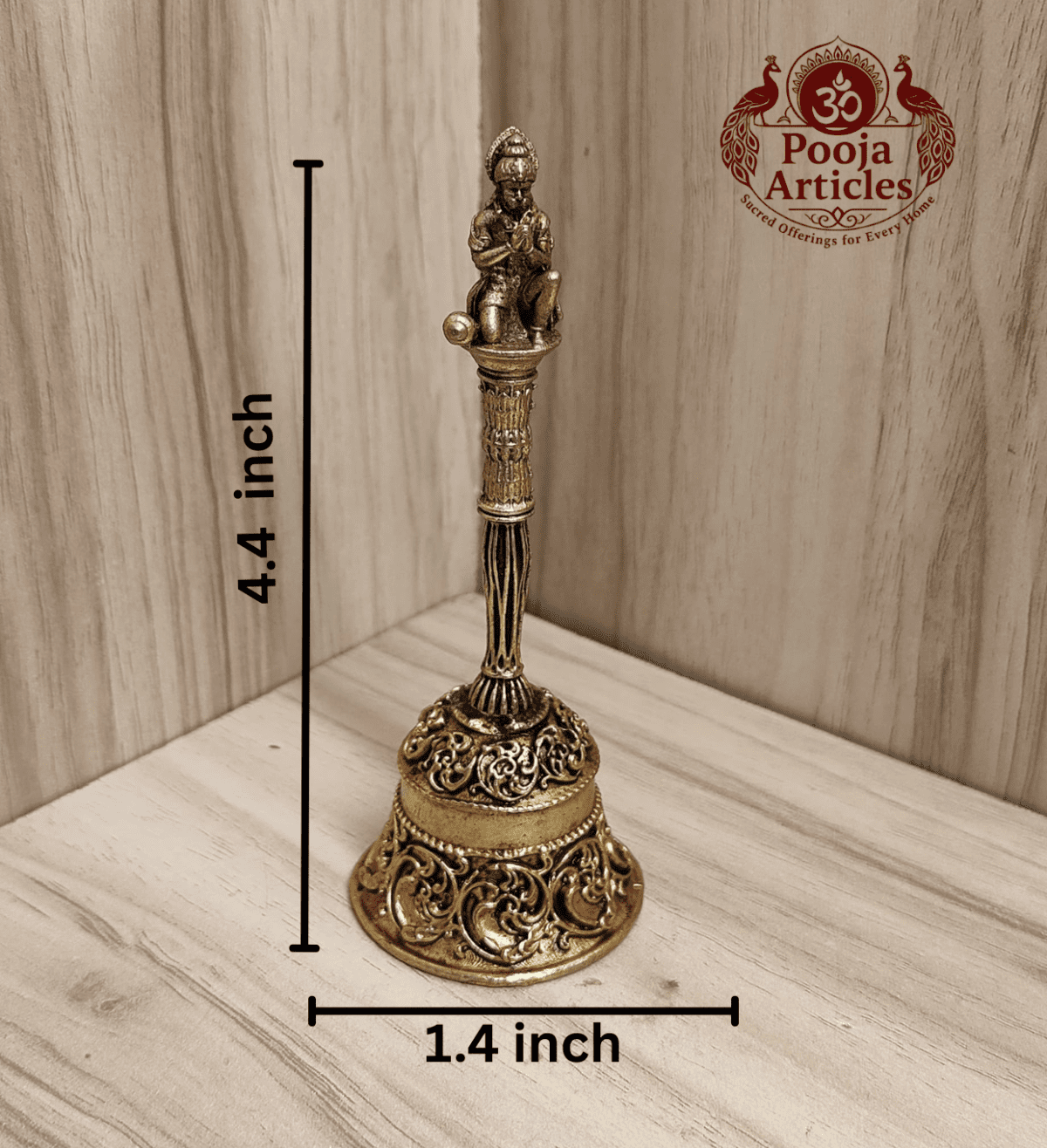 Buy Premium Brass Hanuman Bell 75g, 4.4" – Powerful Brass Hanuman Bell for Pooja & Home Temple