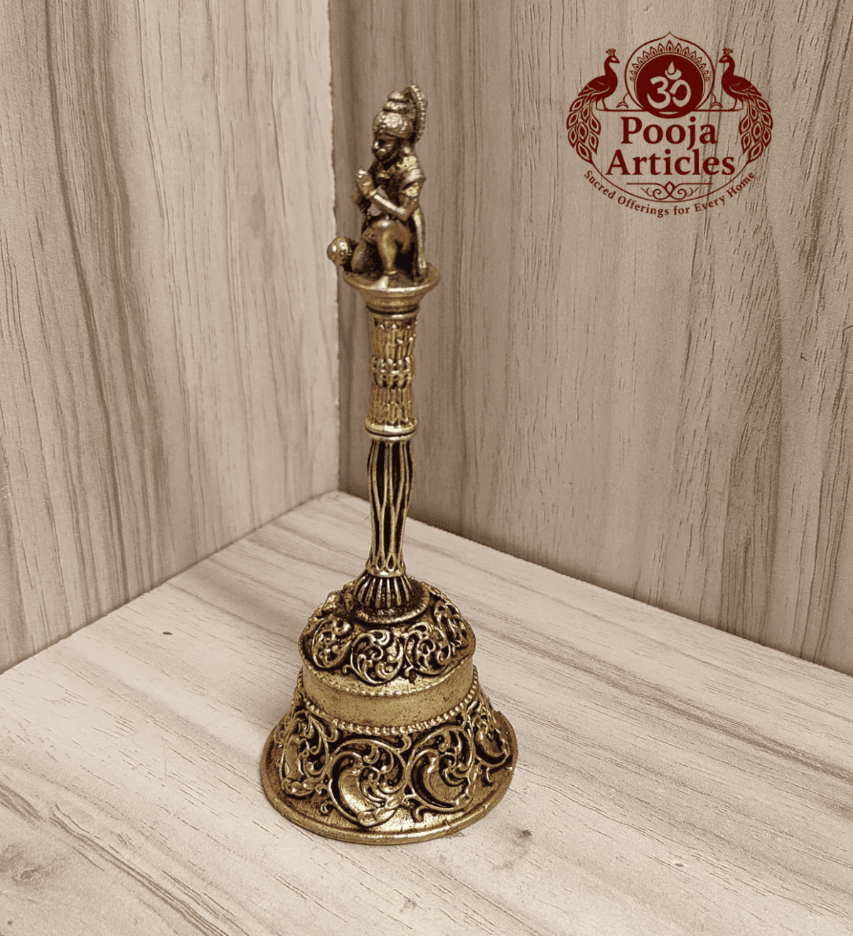 Buy Premium Brass Hanuman Bell 75g, 4.4" – Powerful Brass Hanuman Bell for Pooja & Home Temple