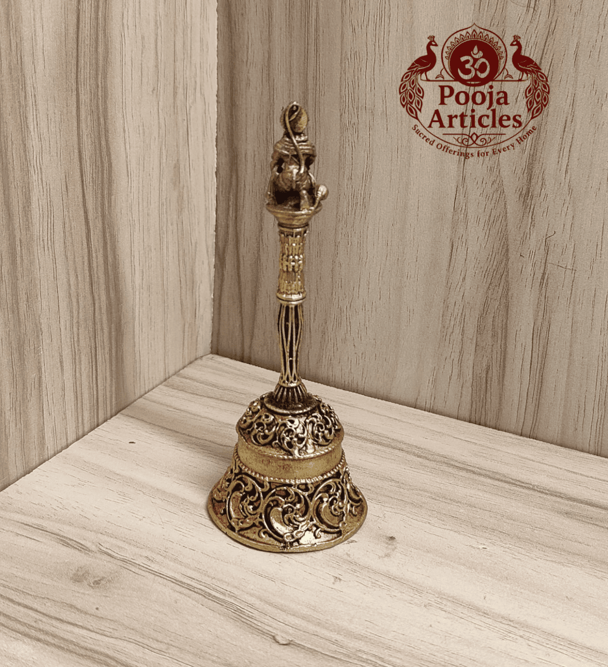 Buy Premium Brass Hanuman Bell 75g, 4.4" – Powerful Brass Hanuman Bell for Pooja & Home Temple