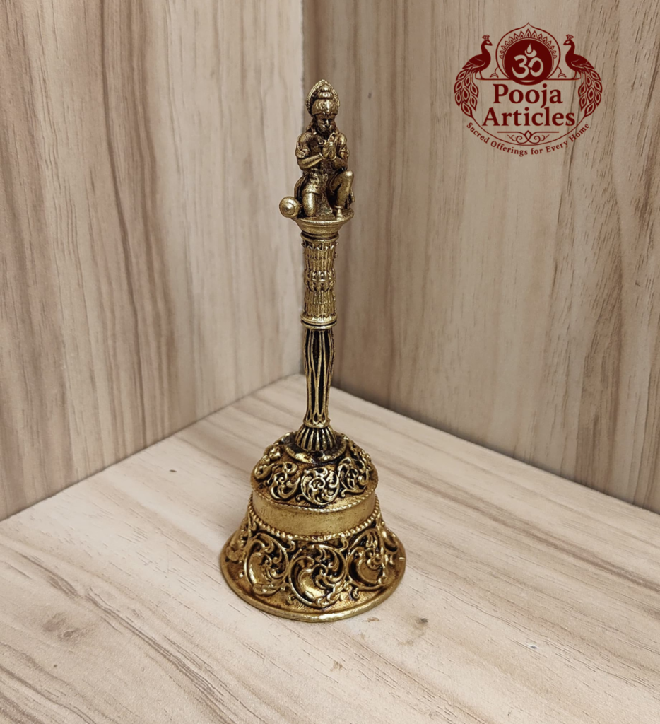 Buy Premium Brass Hanuman Bell 75g, 4.4" – Powerful Brass Hanuman Bell for Pooja & Home Temple