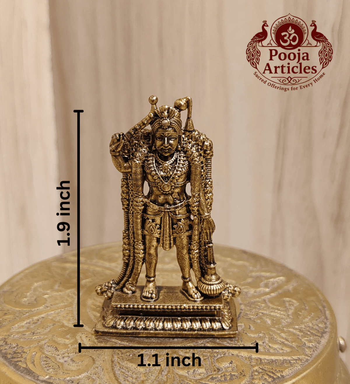 Buy Premium Brass Karuppasamy Statue 30 g, 1.9" – Mini Karuppasamy Swamy Idol For Home Use & Puja