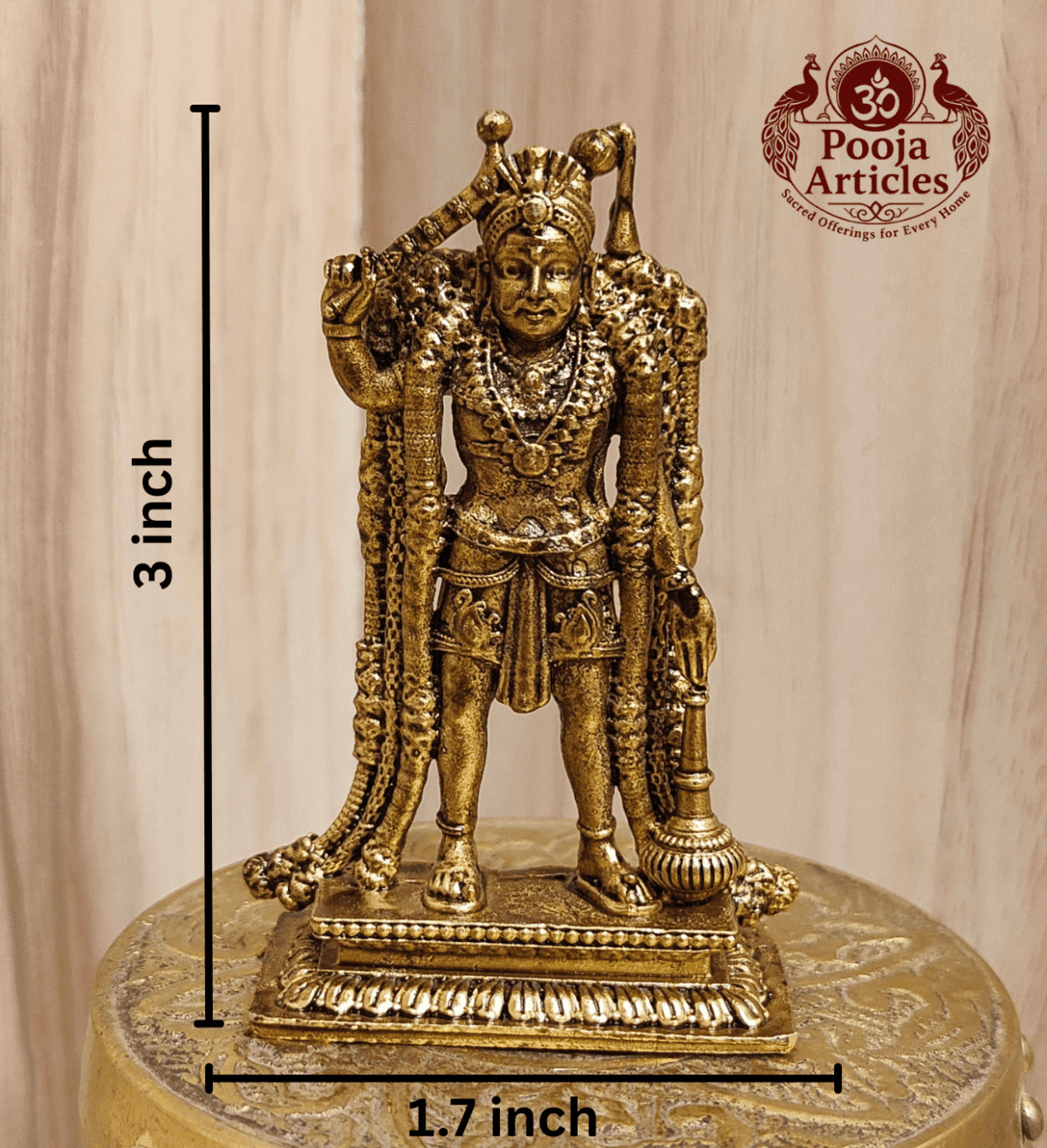 Buy Premium Brass Karuppasamy Statue 85 g, 3" – Mini Karuppasamy Swamy Idol For Home Use & Puja