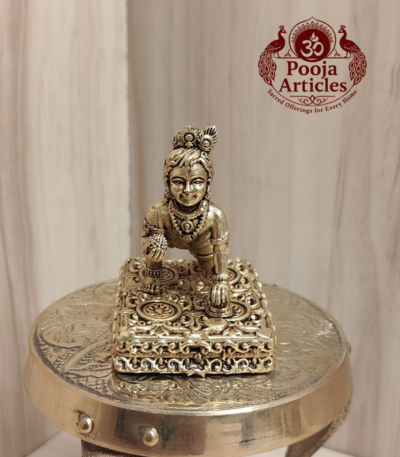 Buy Premium Brass Laddu Gopal Idol 90g, 2.2" – Divine Laddu Krishna Idol for Home Temple & Wealth