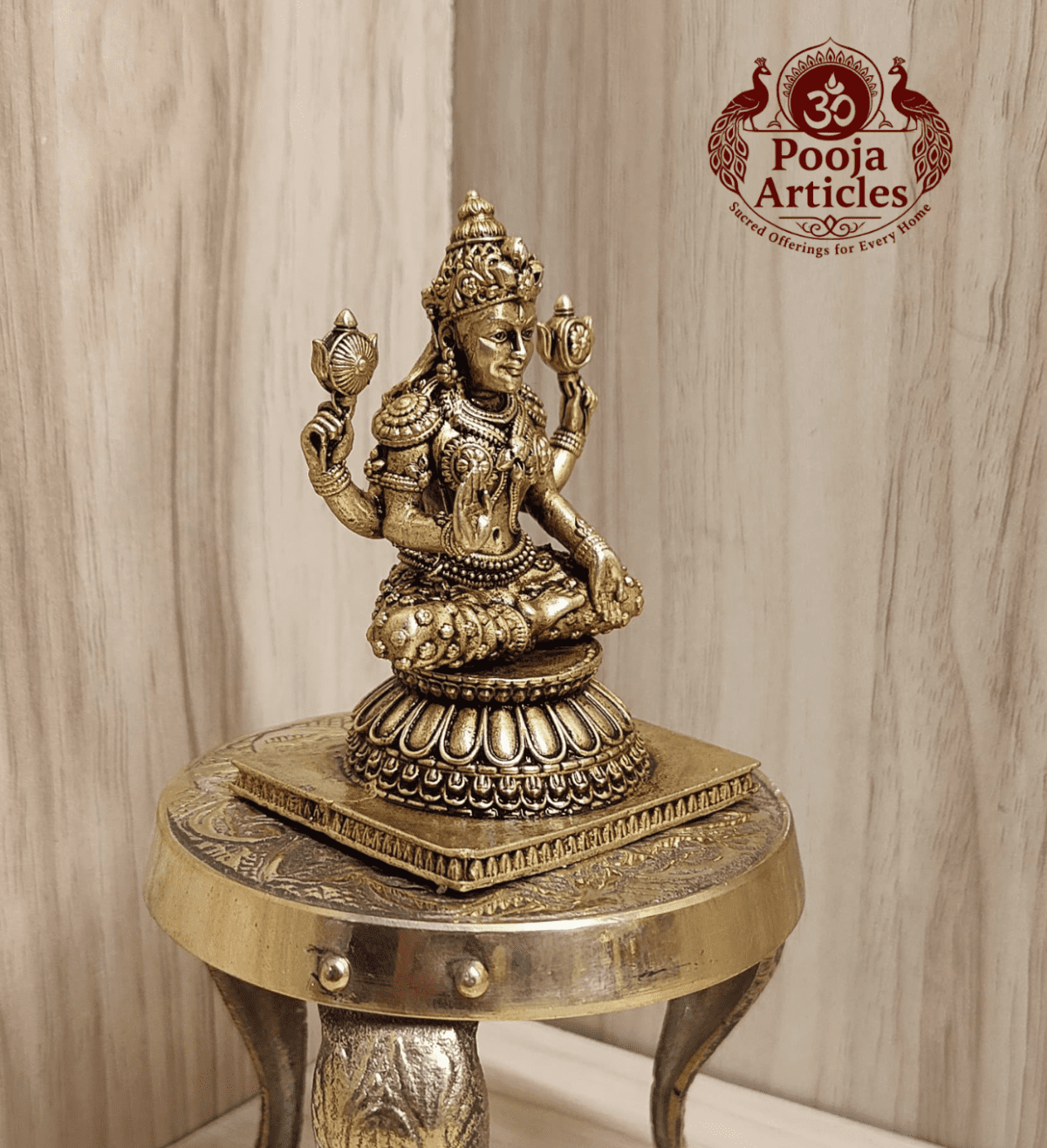 Buy Premium Brass Lakshmi Statue 100g, 3" – Pure Brass Lakshmi Idol for Wealth & Prosperity