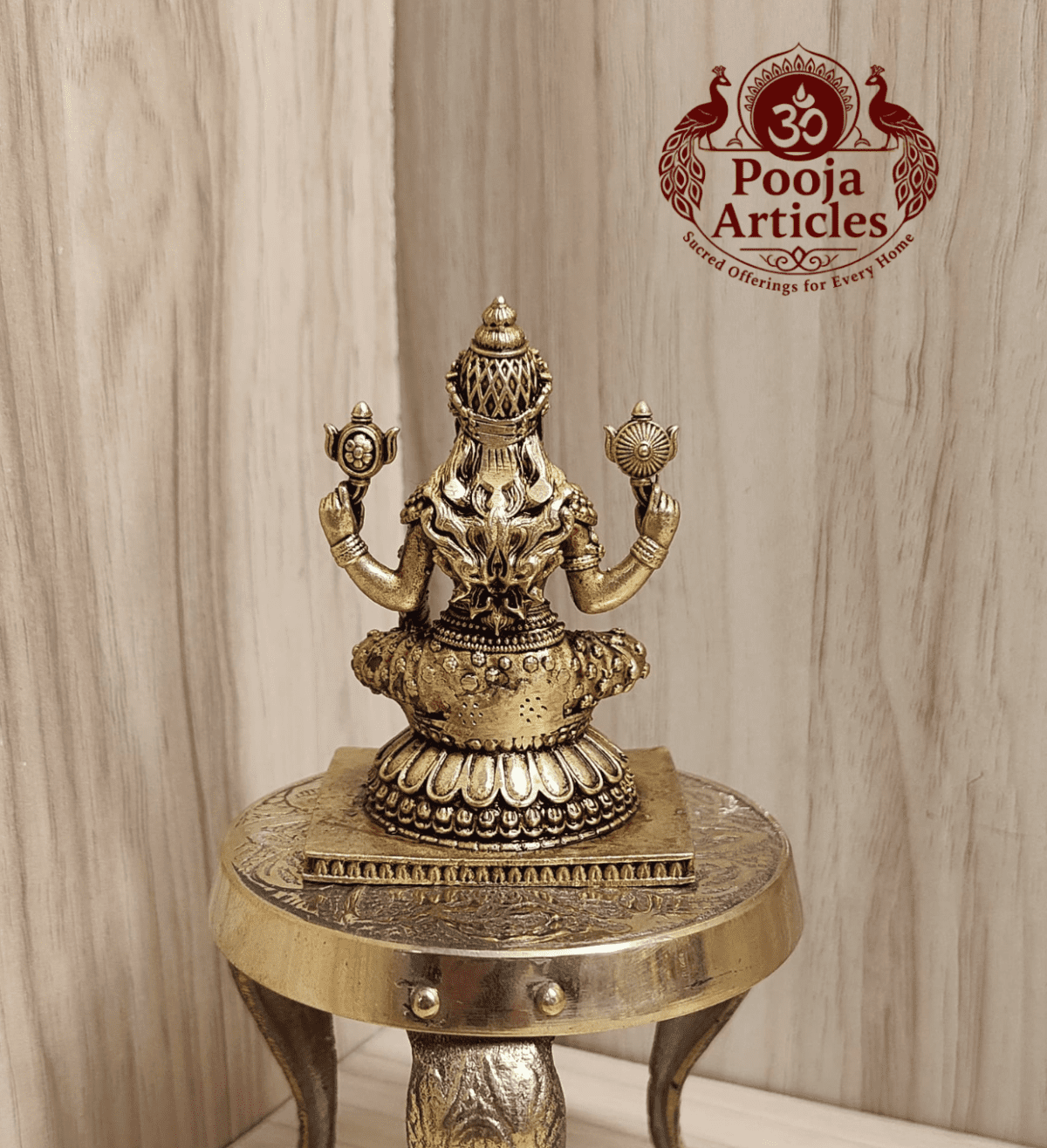 Buy Premium Brass Lakshmi Statue 100g, 3" – Pure Brass Lakshmi Idol for Wealth & Prosperity