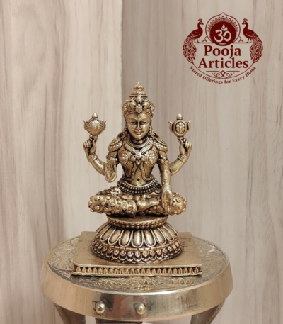Buy Premium Brass Lakshmi Statue 100g, 3" – Pure Brass Lakshmi Idol for Wealth & Prosperity
