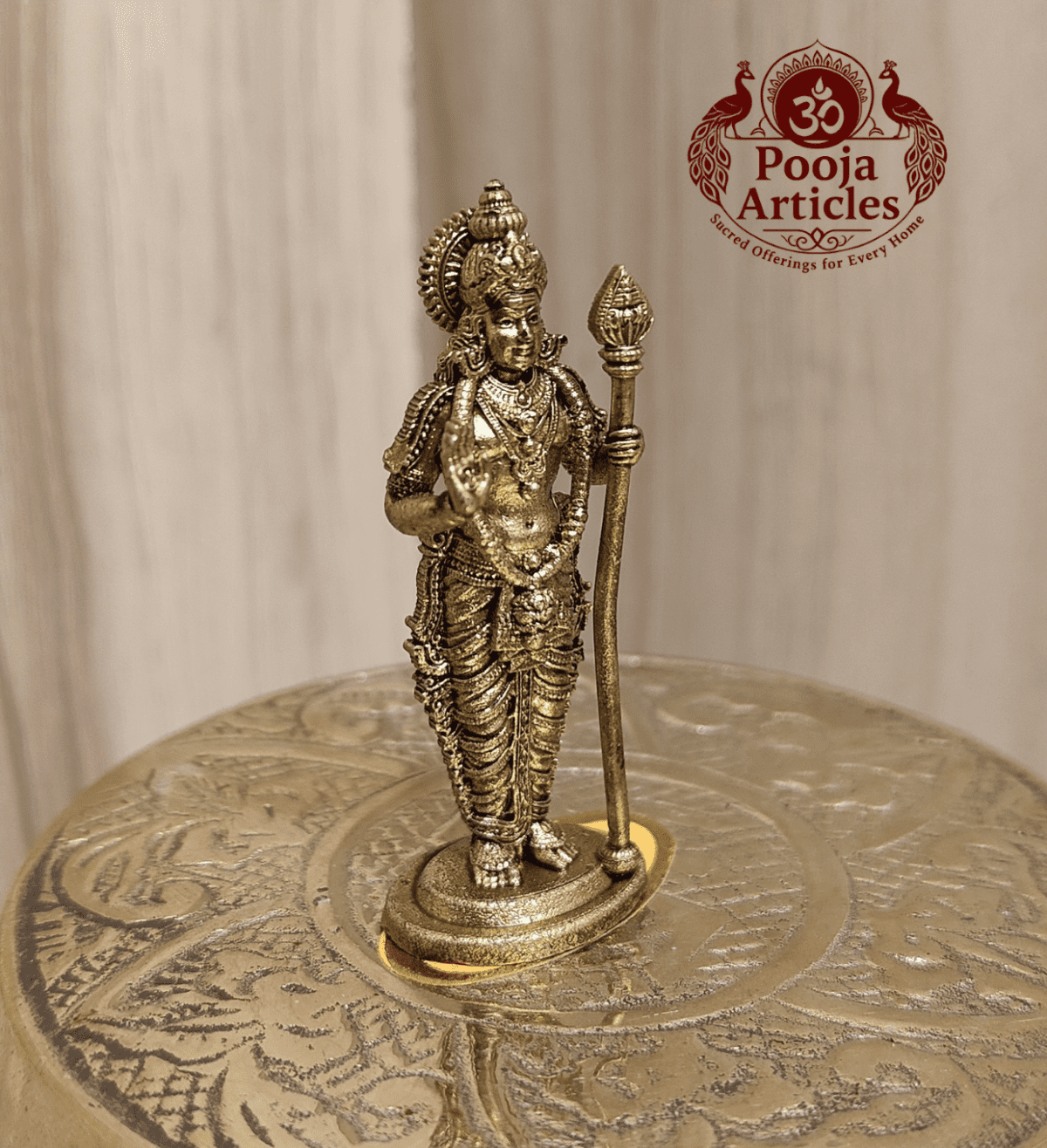 Buy Premium Brass Lord Murugan Idol 20g, 2" – Small Brass Murugan Statue for Home Pooja