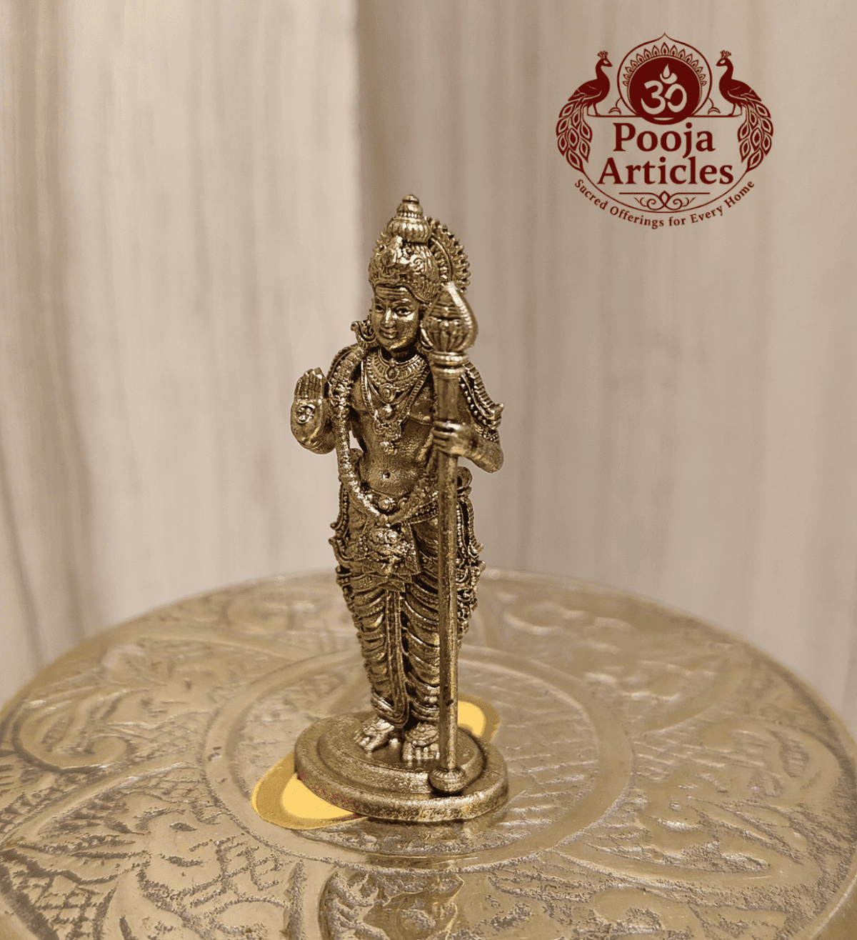 Buy Premium Brass Lord Murugan Idol 20g, 2" – Small Brass Murugan Statue for Home Pooja
