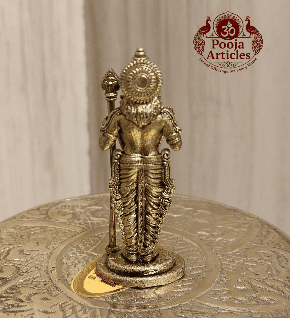 Buy Premium Brass Lord Murugan Idol 20g, 2" – Small Brass Murugan Statue for Home Pooja