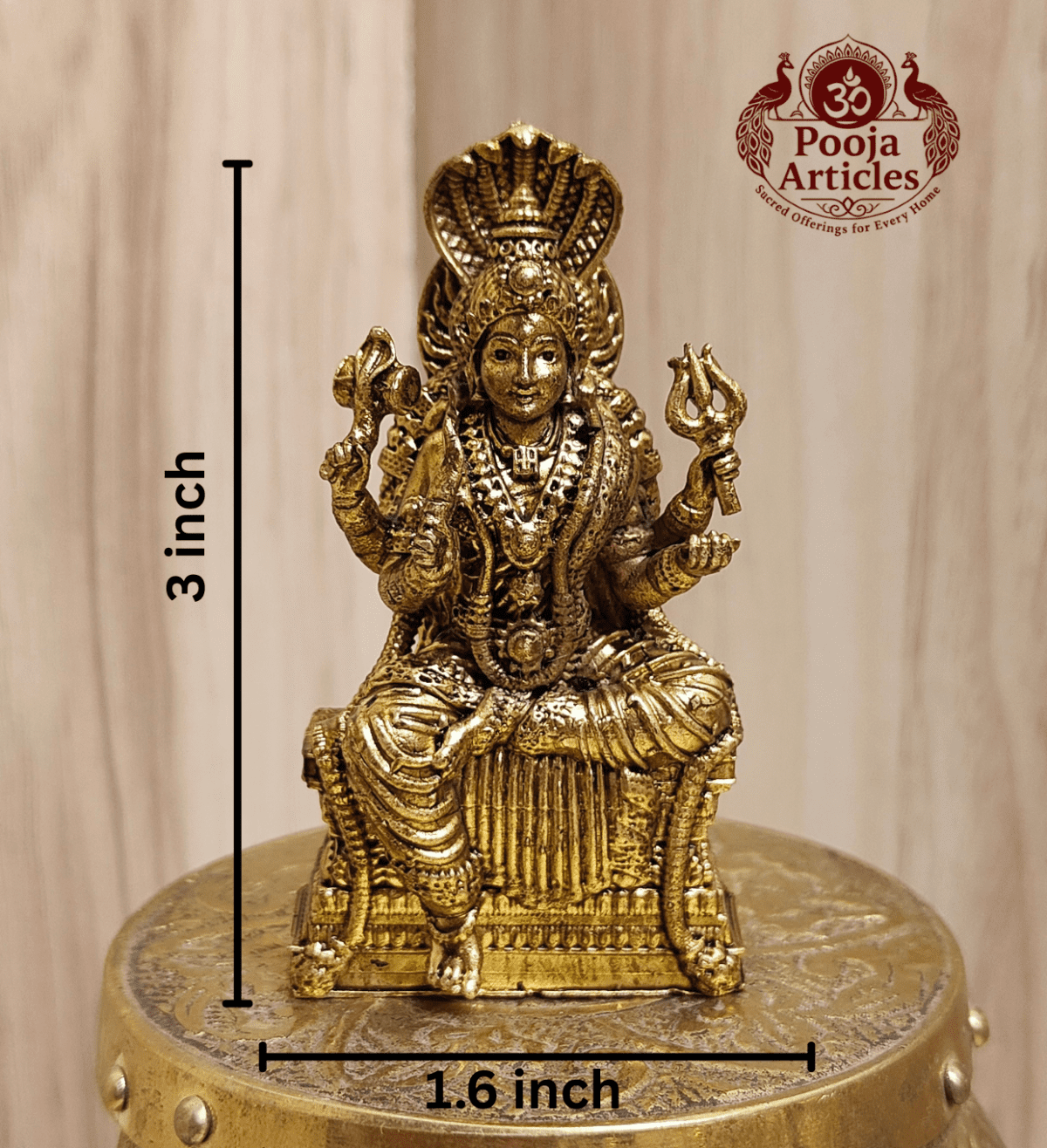 Buy Premium Brass Mariamman Statue 110g ,3" - Goddess Mariamman Idol for Home Pooja