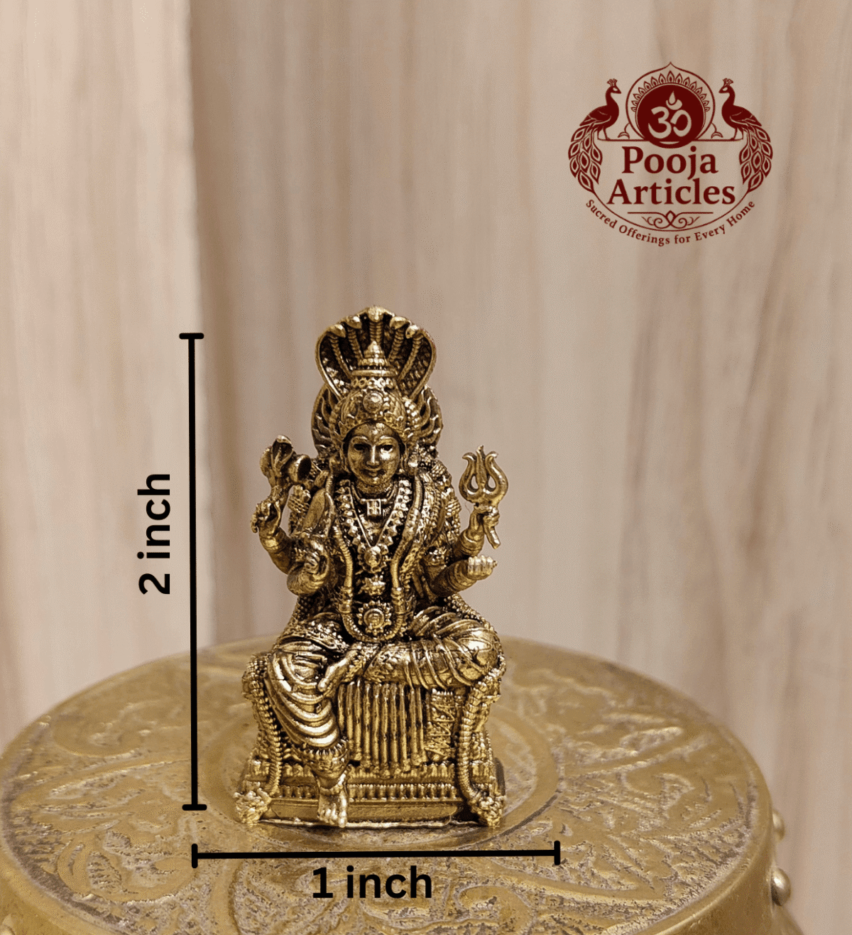 Buy Premium Brass Mariamman Statue 40g, 2" - Goddess Mariamman Idol for Home Pooja
