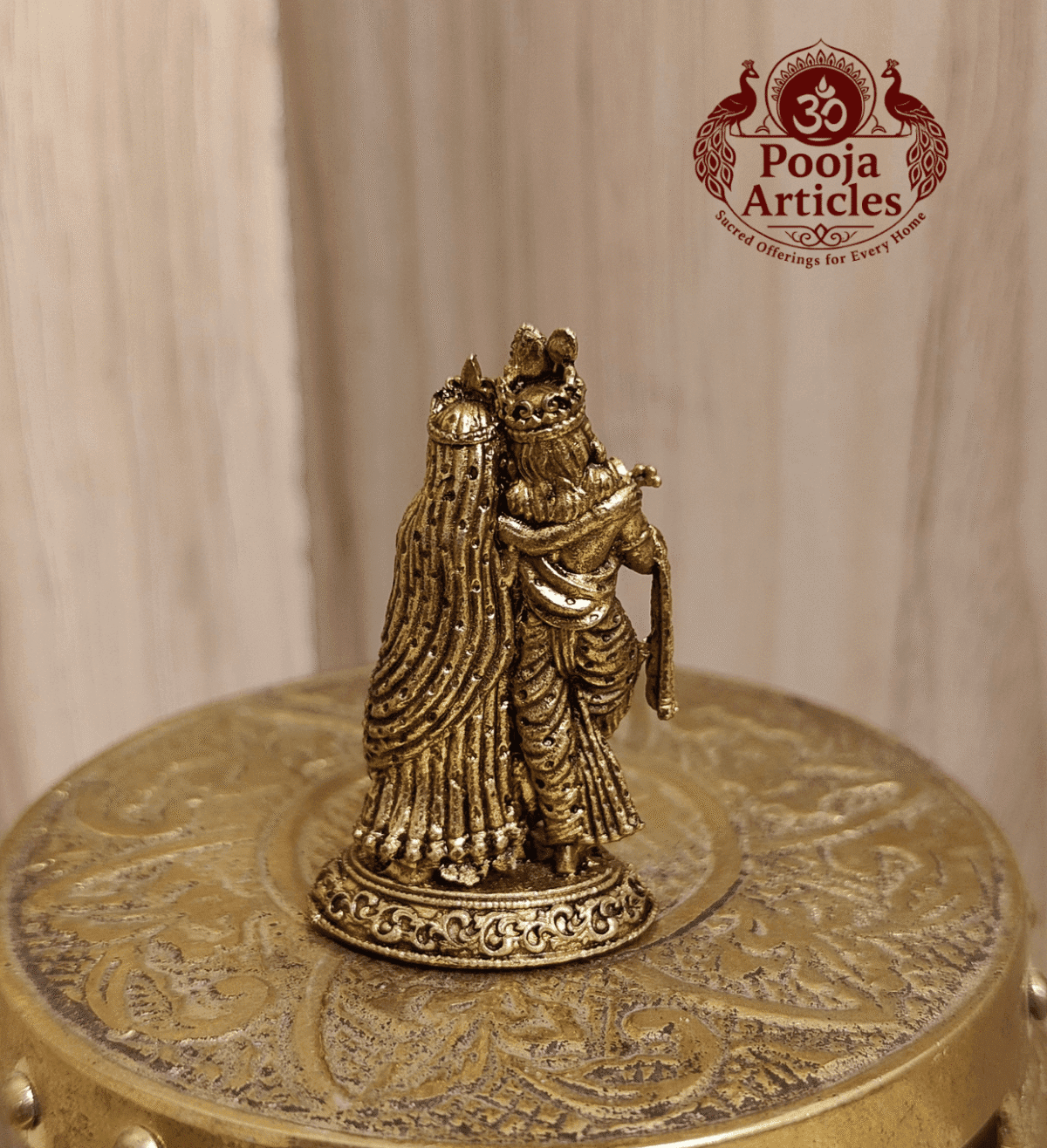 Buy Premium Brass Radha Krishna Statue 35 g, 1.7" – Mini Divine Idol for Home Pooja & Gifiting