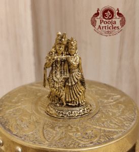 Buy Premium Brass Radha Krishna Statue 35 g, 1.7" – Mini Divine Idol for Home Pooja & Gifiting