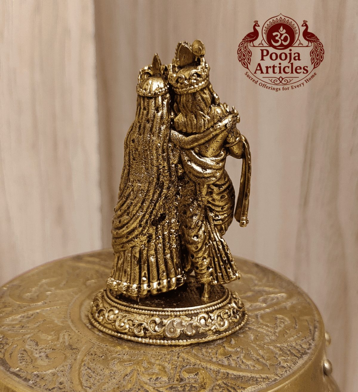 Buy Premium Brass Radha Krishna Statue 90 g, 2.5" – Divine Krishna Idol for Home Pooja & Gifiting