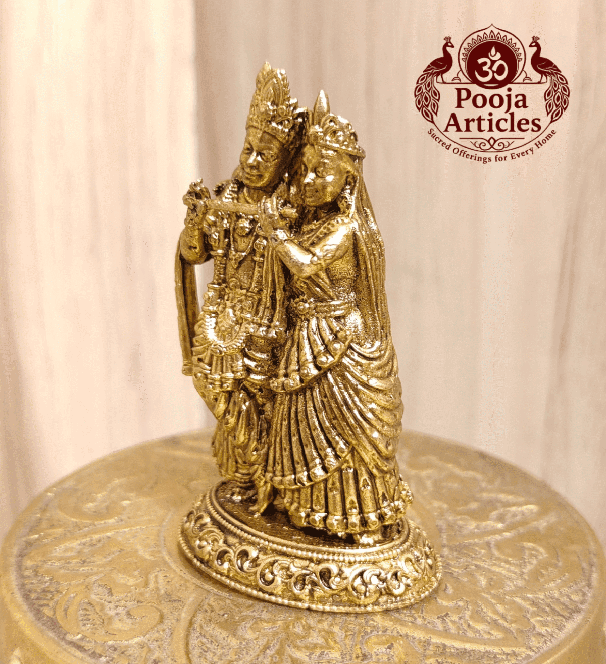 Buy Premium Brass Radha Krishna Statue 90 g, 2.5" – Divine Krishna Idol for Home Pooja & Gifiting