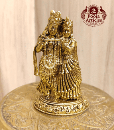 Buy Premium Brass Radha Krishna Statue 90 g, 2.5" – Divine Krishna Idol for Home Pooja & Gifiting