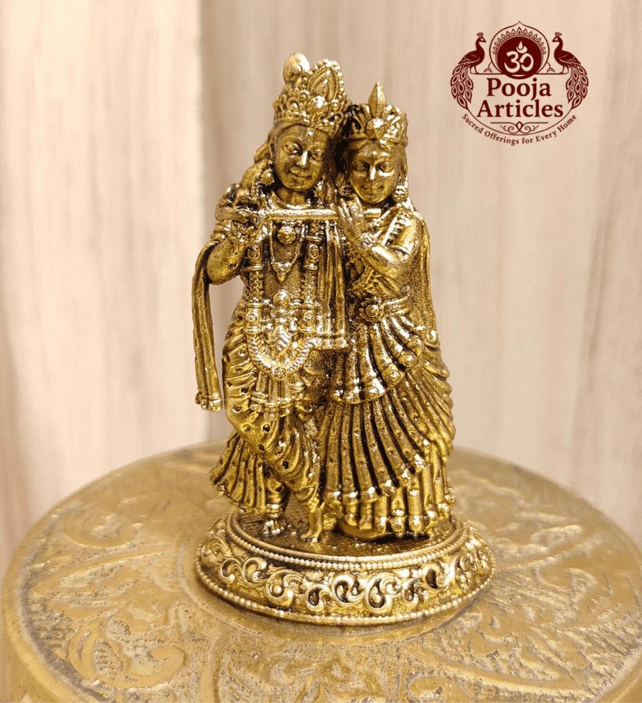 Buy Premium Brass Radha Krishna Statue 90 g, 2.5" – Divine Krishna Idol for Home Pooja & Gifiting