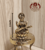 Buy Premium Brass Saraswati Idol 100g, 3" – Small Saraswati Statue for Home Pooja