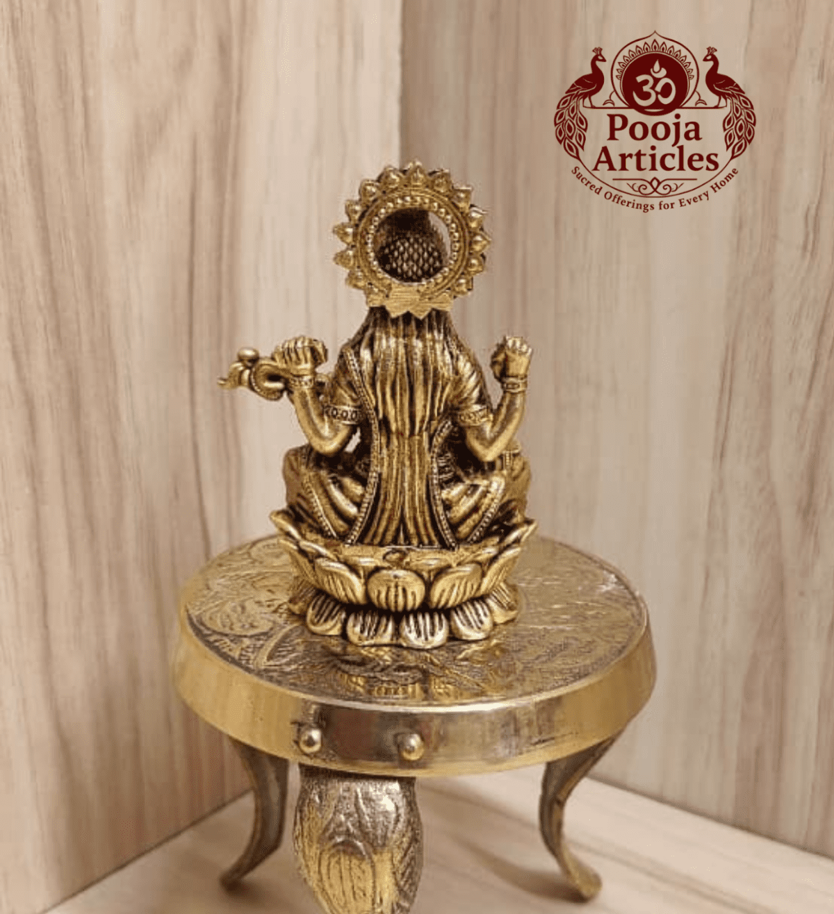 Buy Premium Brass Saraswati Idol 100g, 3" – Small Saraswati Statue for Home Pooja