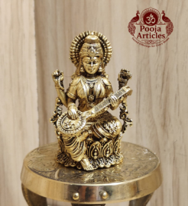 Buy Premium Brass Saraswati Idol 110g, 3" – Pure Brass Saraswati Idol for Pooja & Education 2 Buy Premium Brass Saraswati Idol 110g, 3" – Pure Brass Saraswati Idol for Pooja & Education