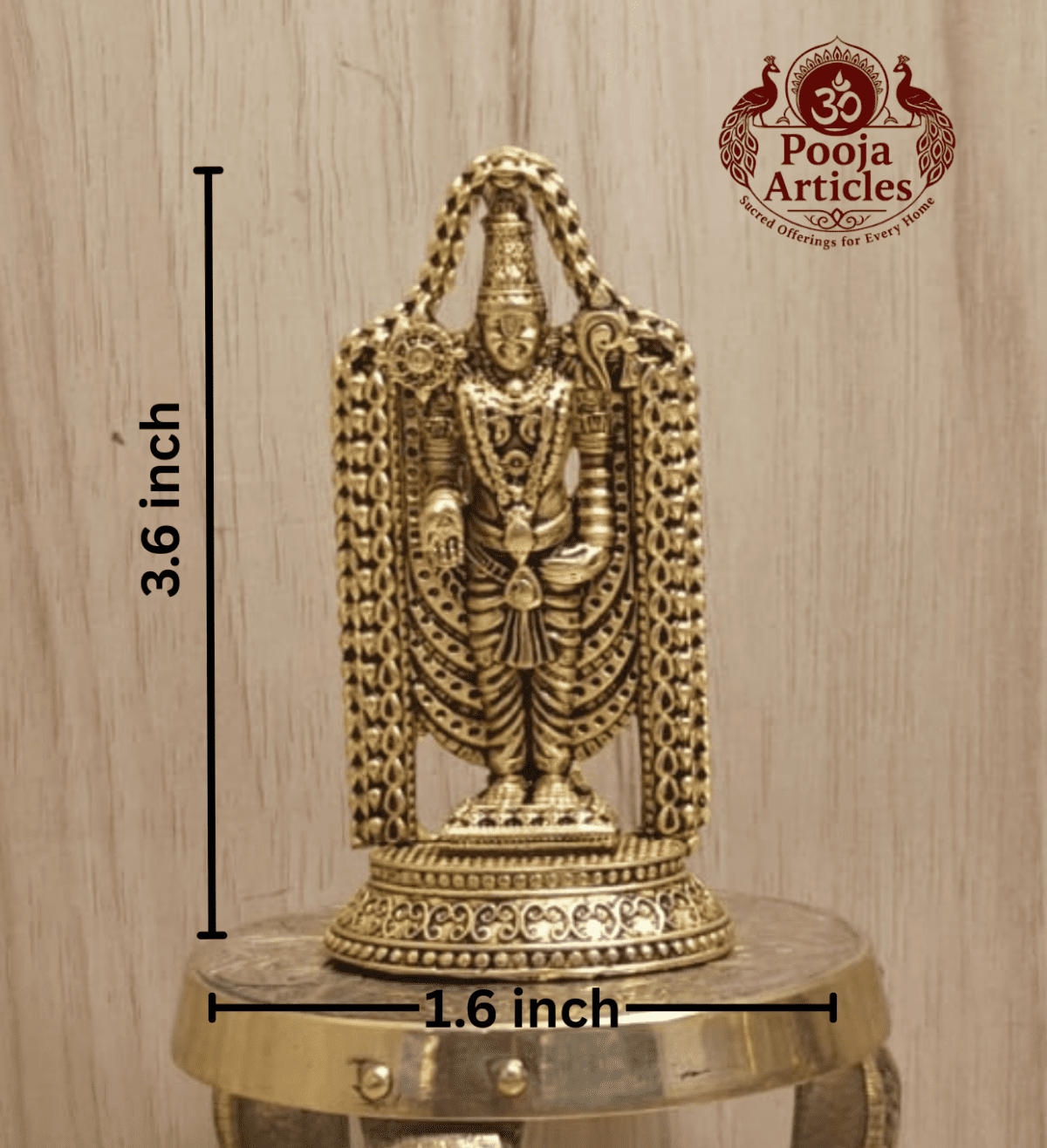 Buy Premium Brass Venkateswara Swamy Idol 70g, 3.6" – Small Tirupati Balaji Idol for Home Pooja