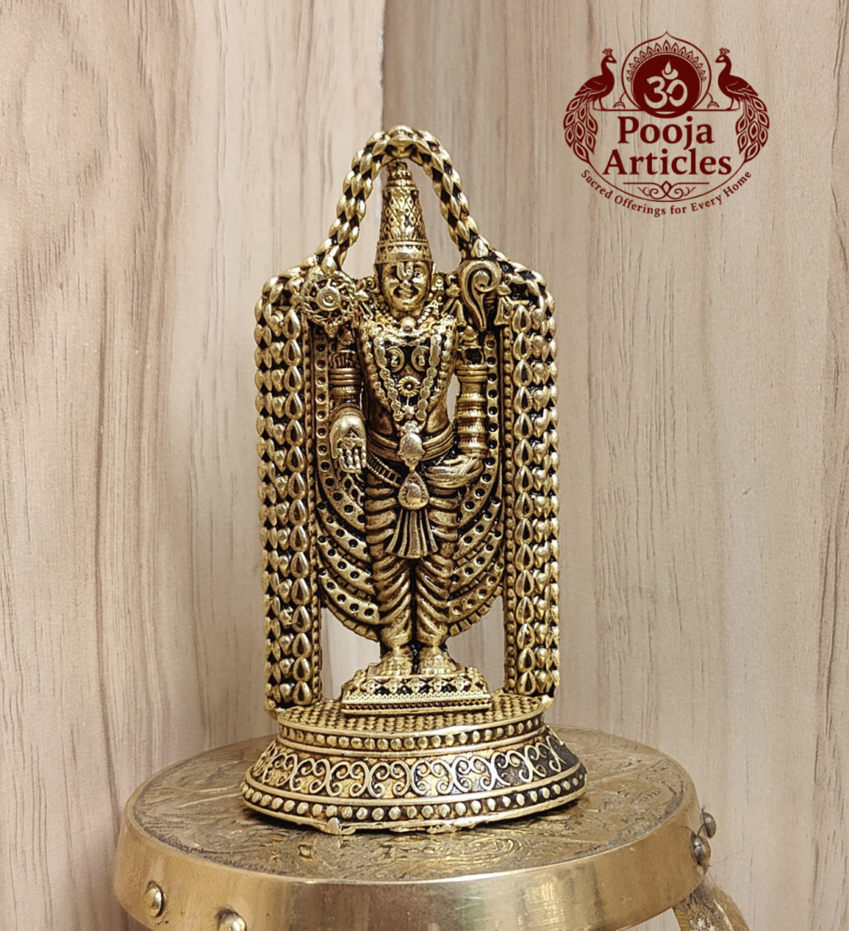 Buy Premium Brass Venkateswara Swamy Idol 70g, 3.6" – Small Tirupati Balaji Idol for Home Pooja