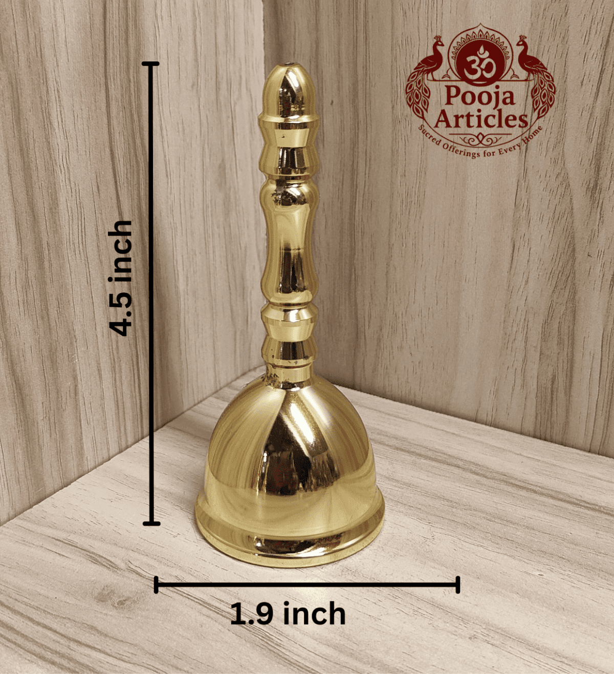 Buy Premium Pooja Brass Bell 150g, 4.5"– Divine Brass Bell for Temple & Home Use