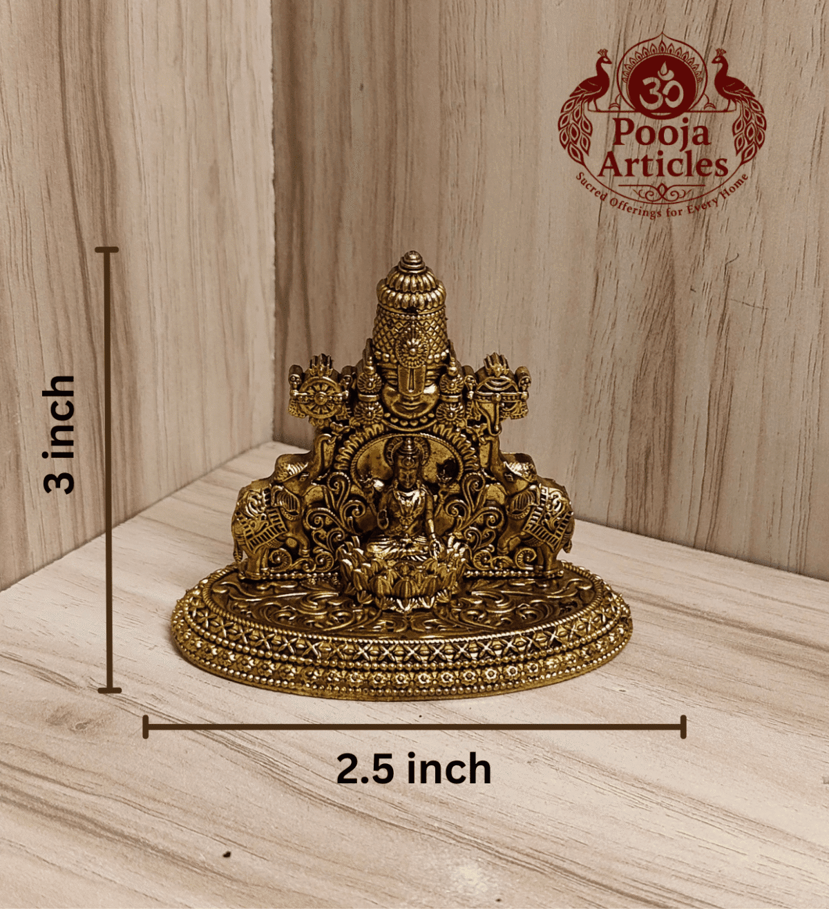 Buy Tirupati Balaji with Goddess Gajalakshmi Brass Statue 120 g, 3" – Divine Venkateswara Idol for Home Pooja