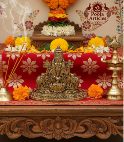 Buy Tirupati Balaji with Goddess Gajalakshmi Brass Statue 120 g, 3" – Divine Venkateswara Idol for Home Pooja