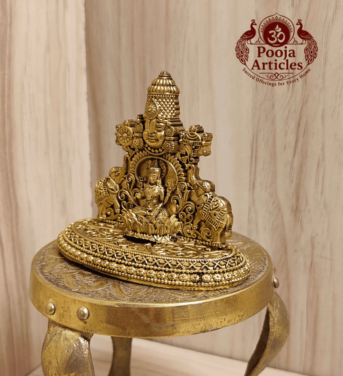 Buy Tirupati Balaji with Goddess Gajalakshmi Statue 80 g, 2.4" – Small Brass Venkateswara Idol for Home Pooja