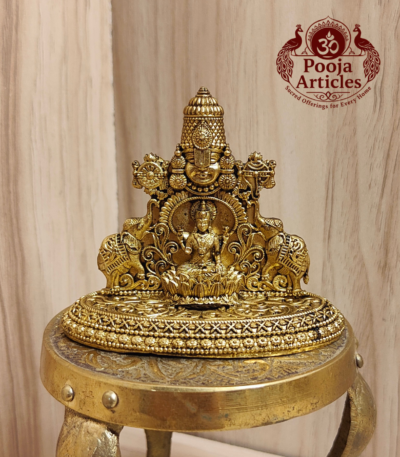 Buy Tirupati Balaji with Goddess Gajalakshmi Statue 80 g, 2.4" – Small Brass Venkateswara Idol for Home Pooja