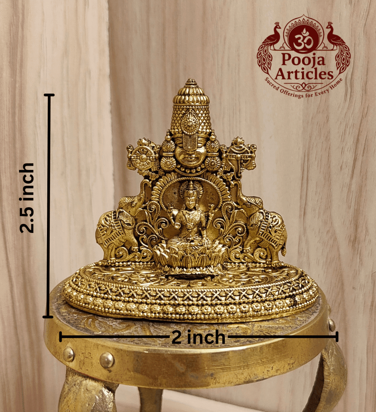 Buy Tirupati Balaji with Goddess Gajalakshmi Statue 80 g, 2.4" – Small Brass Venkateswara Idol for Home Pooja