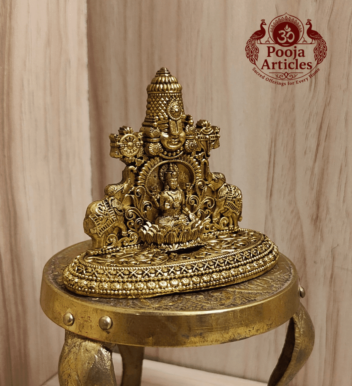 Buy Tirupati Balaji with Goddess Gajalakshmi Statue 80 g, 2.4" – Small Brass Venkateswara Idol for Home Pooja