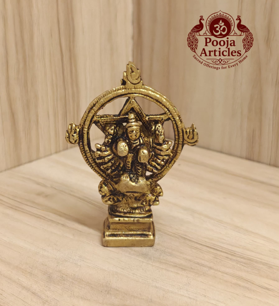 Buy Chakrathalwar Brass Idol 130g, 3.4" – Brass Chakrathalwar Statue for Protection & Home Pooja