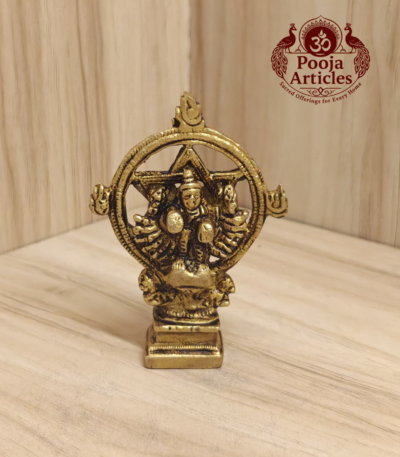 Buy Chakrathalwar Brass Idol 130g, 3.4" – Brass Chakrathalwar Statue for Protection & Home Pooja