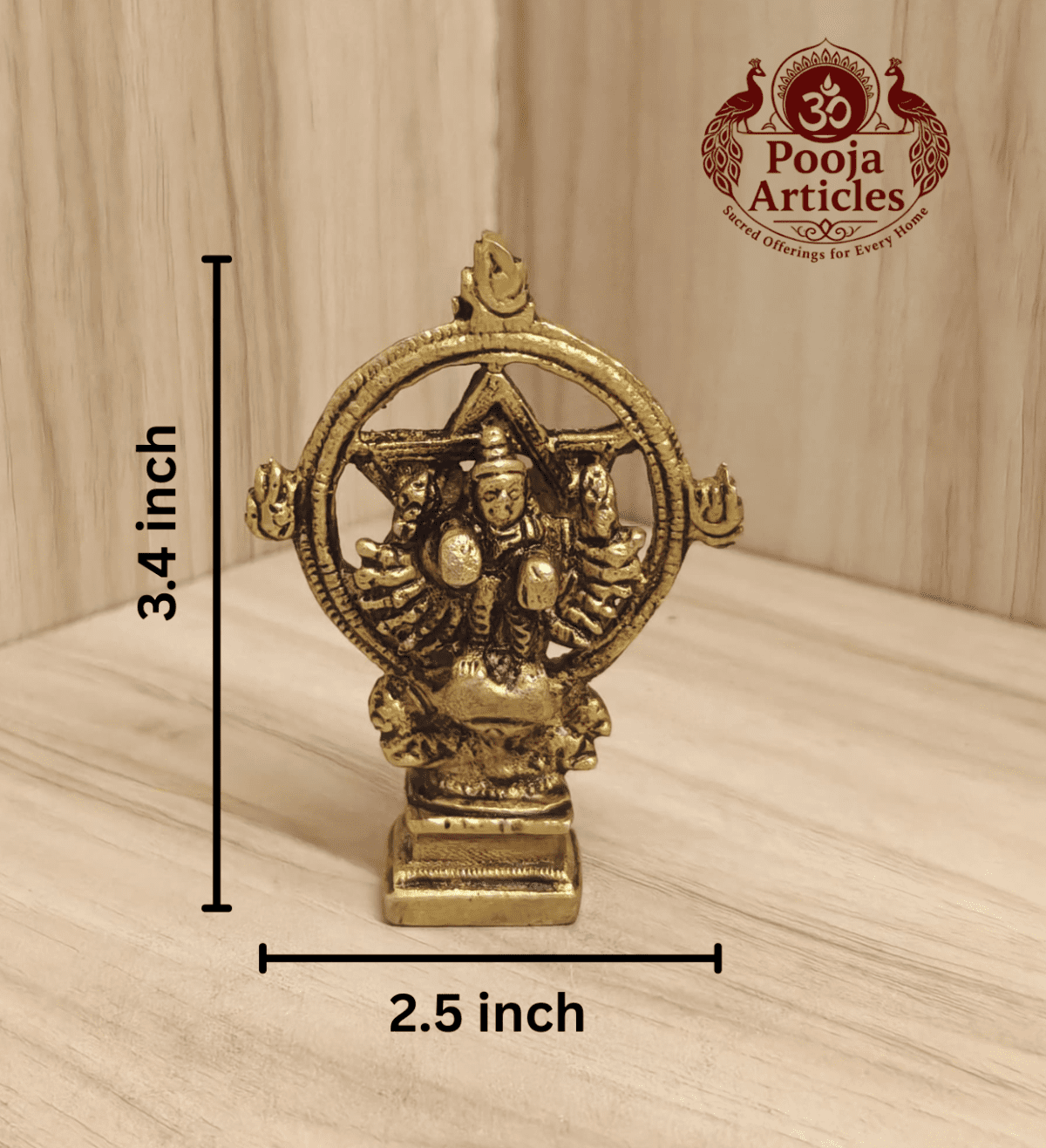 Buy Chakrathalwar Brass Idol 130g, 3.4" – Brass Chakrathalwar Statue for Protection & Home Pooja