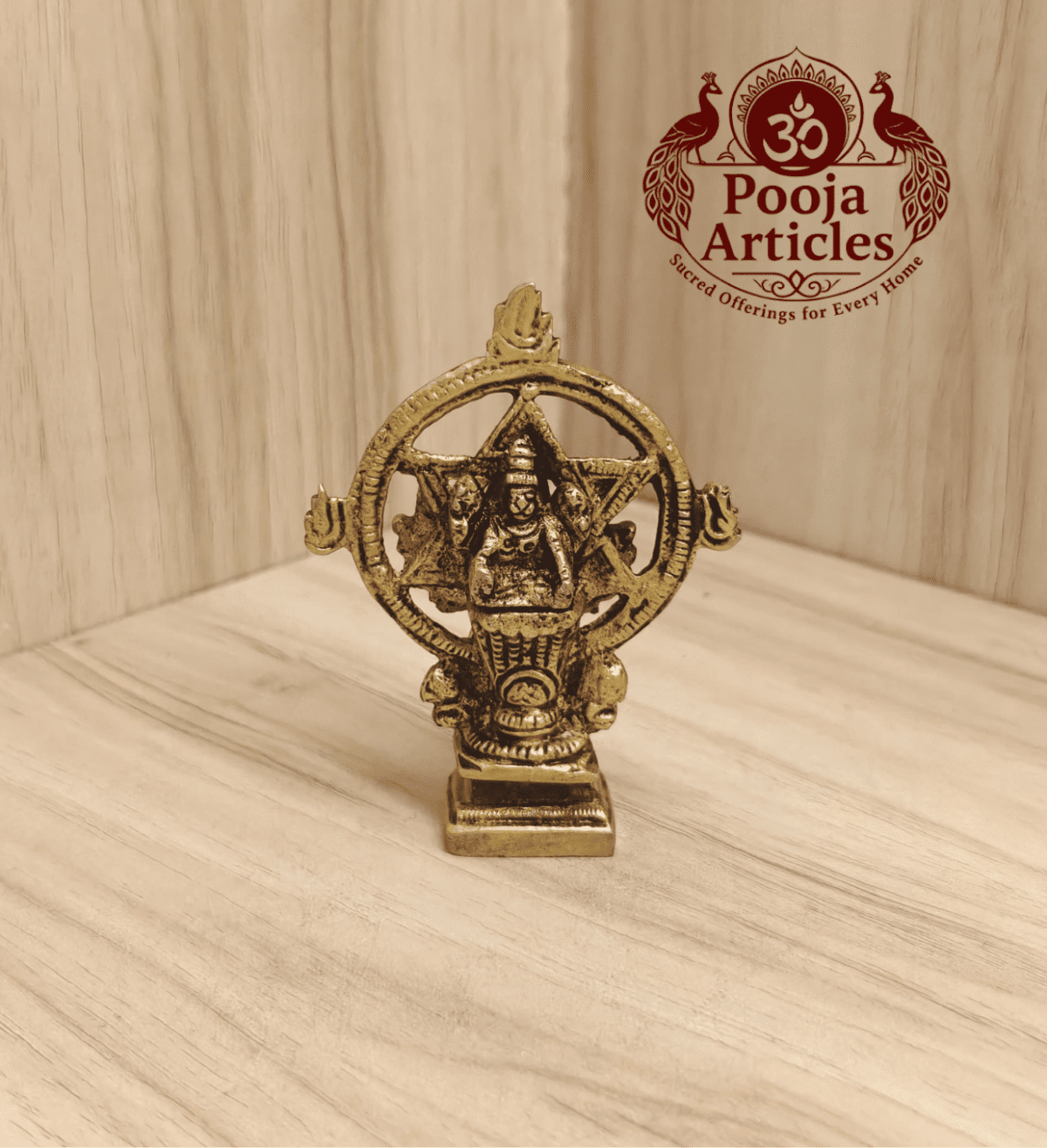 Buy Chakrathalwar Brass Idol 130g, 3.4" – Brass Chakrathalwar Statue for Protection & Home Pooja