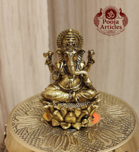 Buy Premium Brass Ganesha Idol 60g, 2" – Small Brass Ganapati Statue for Home Temple