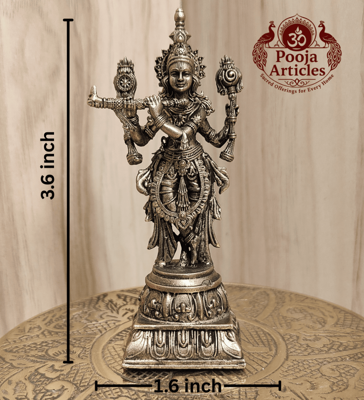 Buy Premium Brass Krishna Statue 150g, 3.6" – Divine Brass Krishna Idol for Home Temple
