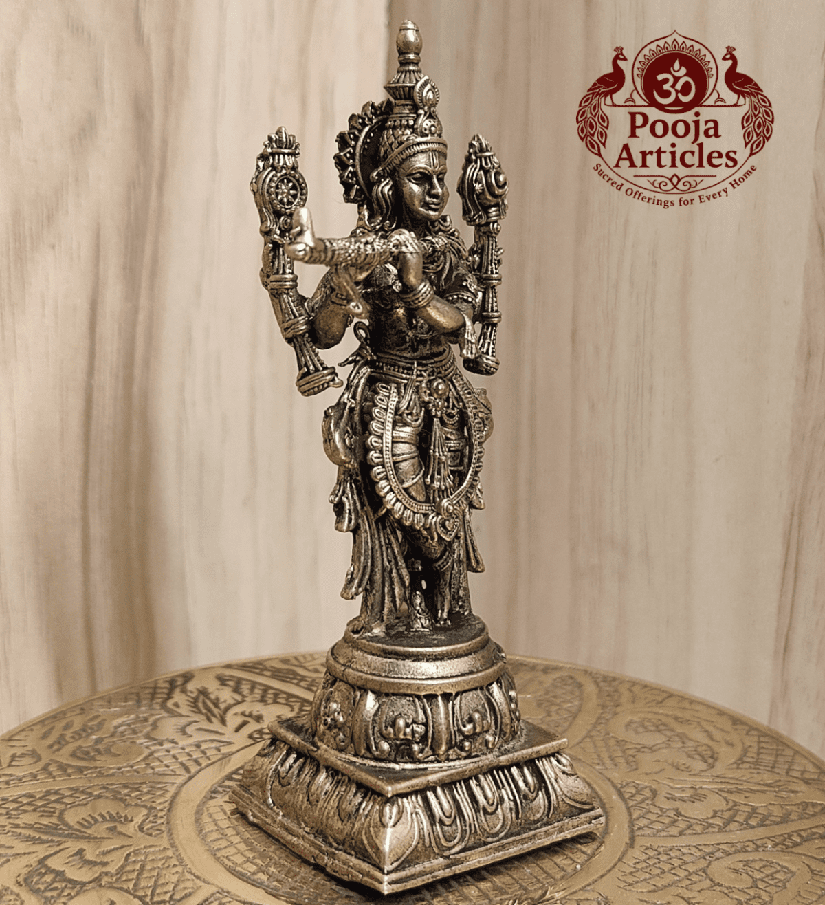 Buy Premium Brass Krishna Statue 150g, 3.6" – Divine Brass Krishna Idol for Home Temple