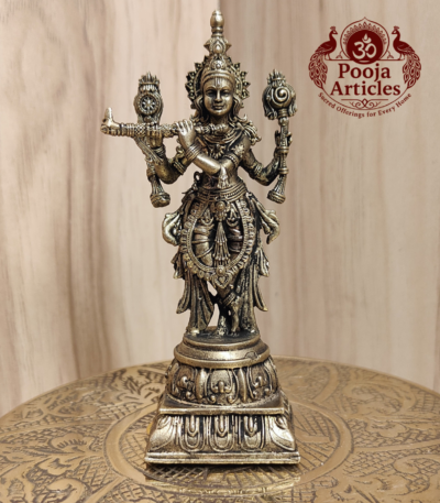 Buy Premium Brass Krishna Statue 150g, 3.6" – Divine Brass Krishna Idol for Home Temple