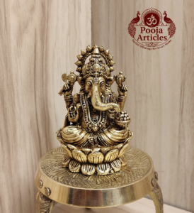 Buy Premium Brass Lord Ganesh Idol 120g, 3" – Auspicious Ganapati Statue for Home Pooja
