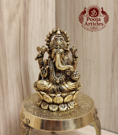 Buy Premium Brass Lord Ganesh Idol 120g, 3" – Auspicious Ganapati Statue for Home Pooja