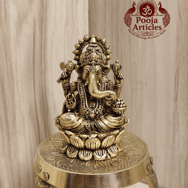 Buy Premium Brass Lord Ganesh Idol 120g, 3" – Auspicious Ganapati Statue for Home Pooja