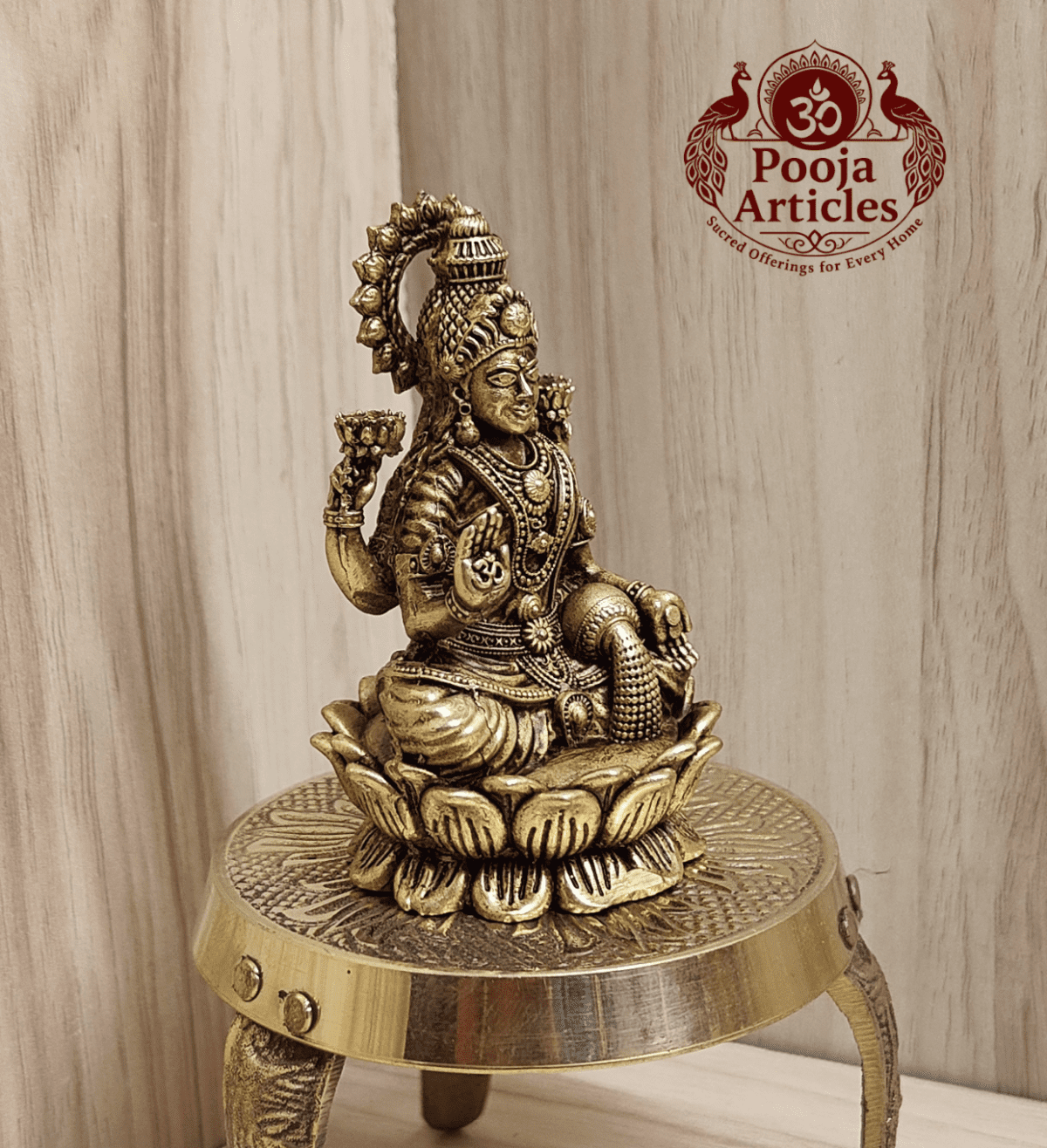 Buy Premium Brass Lord Lakshmi Statue 120g, 3" – Small Lakshmi Idol for Pooja