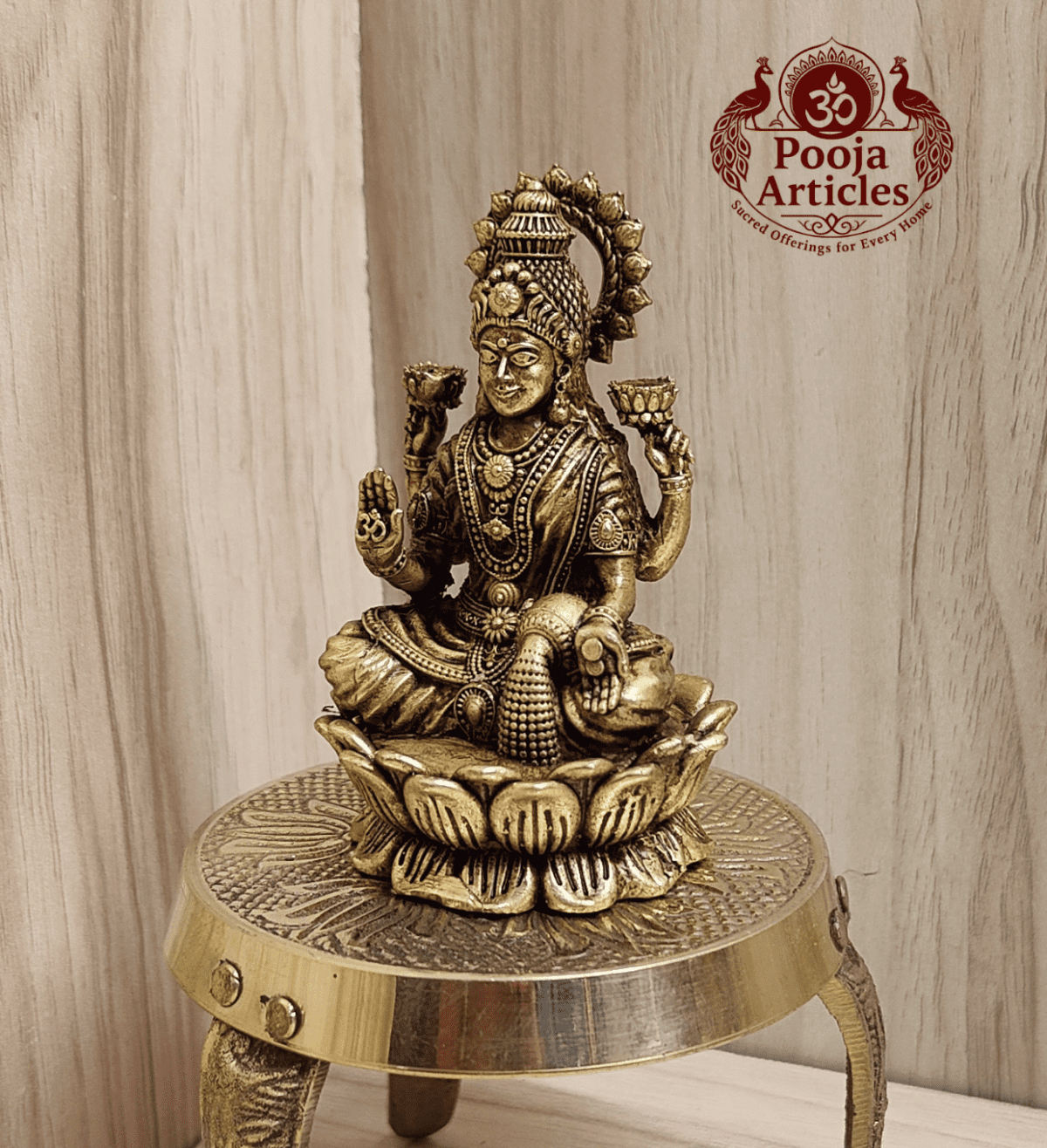 Buy Premium Brass Lord Lakshmi Statue 120g, 3" – Small Lakshmi Idol for Pooja