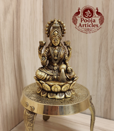 Buy Premium Brass Lord Lakshmi Statue 120g, 3" – Small Lakshmi Idol for Pooja