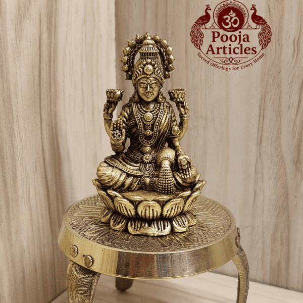 Buy Premium Brass Lord Lakshmi Statue 120g, 3" – Small Lakshmi Idol for Pooja